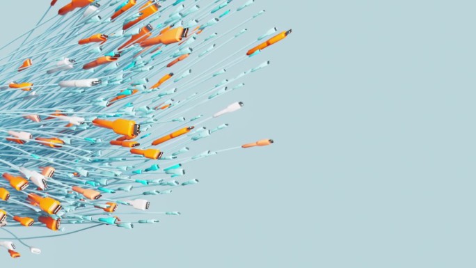 USB-C电缆连接器飞行和旋转