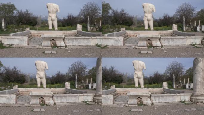 土耳其，Aphrodisias -罗马哈德良浴场的景观，建于公元2世纪初