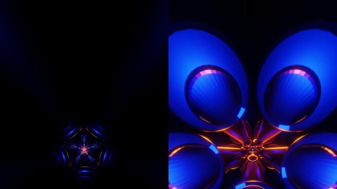 彩色几何图案和发光灯光的竖屏视频