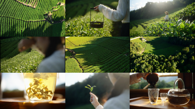 茶园茶叶采茶冲茶茶园航拍唯美福建武夷山