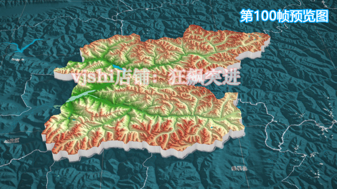 墨竹工卡县地图三维立体地形山脉河流暗色