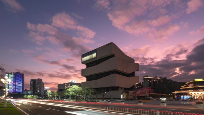 珠海博物馆日转夜延时 4K高清素材