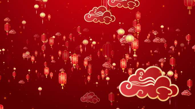 宽屏红色喜庆灯笼祥云背景2-冲屏