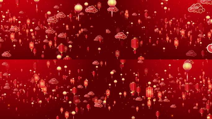 宽屏红色喜庆灯笼祥云背景2-冲屏