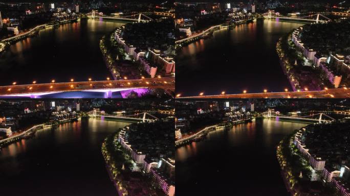 美丽的柳州市中心夜景航拍