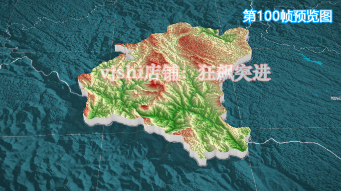 那坡县地图三维立体地形山脉河流暗色写实