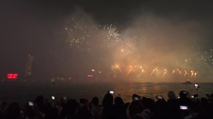 香港维多利亚港 跨年烟花