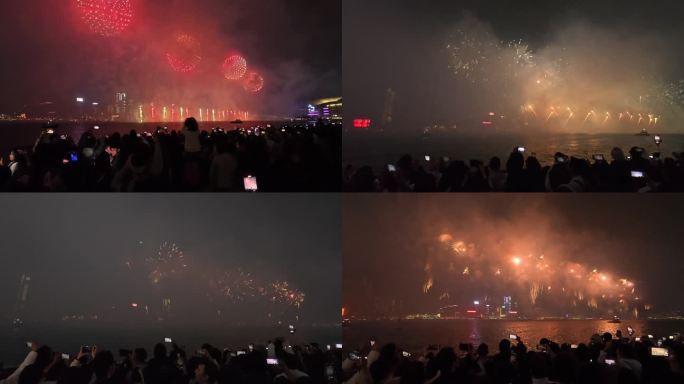 香港维多利亚港 跨年烟花