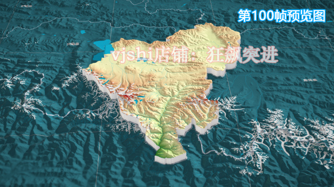 聂拉木县地图三维立体地形山脉河流暗色写实