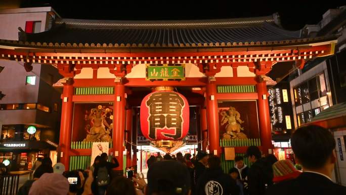 日本东京浅草寺雷门夜景