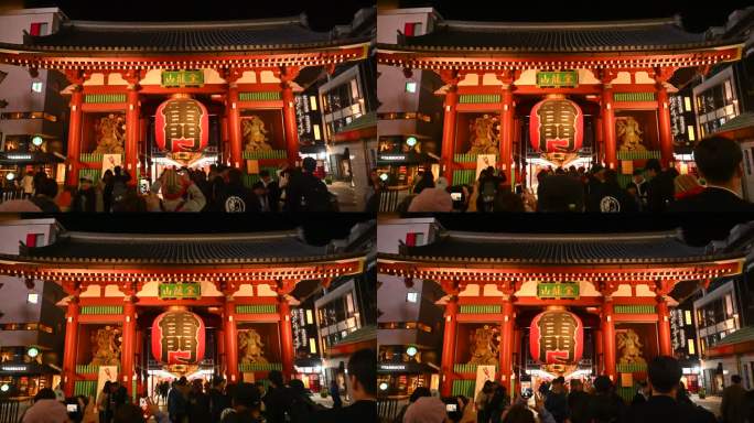 日本东京浅草寺雷门夜景