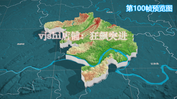 南溪区地图三维立体地形山脉河流暗色写实