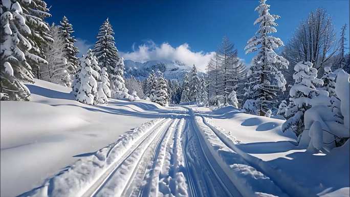 冬天冬季大雪雪景雾凇航拍寒冷唯美冬至大寒
