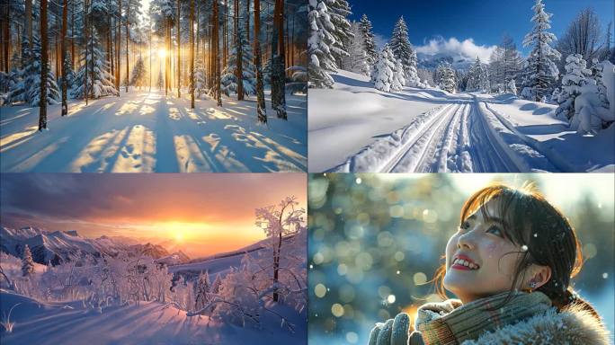 冬天冬季大雪雪景雾凇航拍寒冷唯美冬至大寒