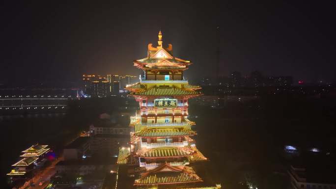 绵阳越王楼夜景航拍