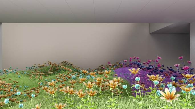 裸眼3d 花海 c4d 植物生长 投影