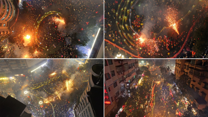 舞龙嘘花元宵炸龙航拍