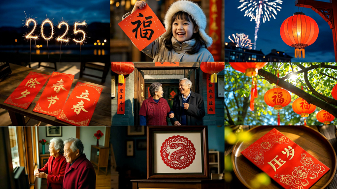 2025春节过年新年喜庆合家团圆素材