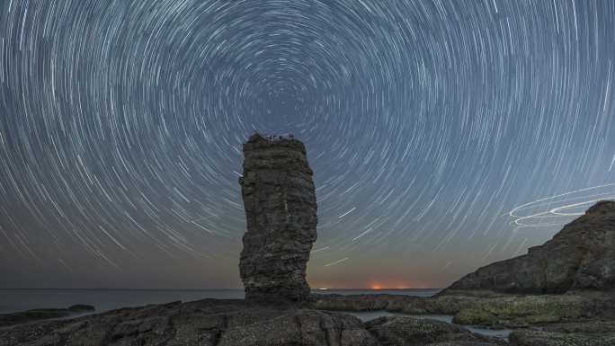 海蚀柱 星空延时 视频素材