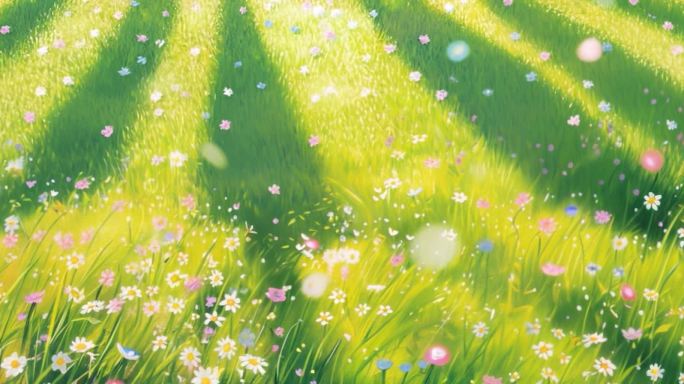 阳光鲜花草地表演背景循环视频大屏