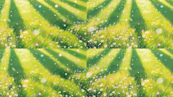 阳光鲜花草地表演背景循环视频大屏