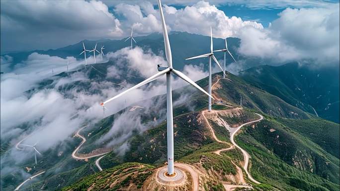 风力发电风车发电延时新能源清洁能源ai素