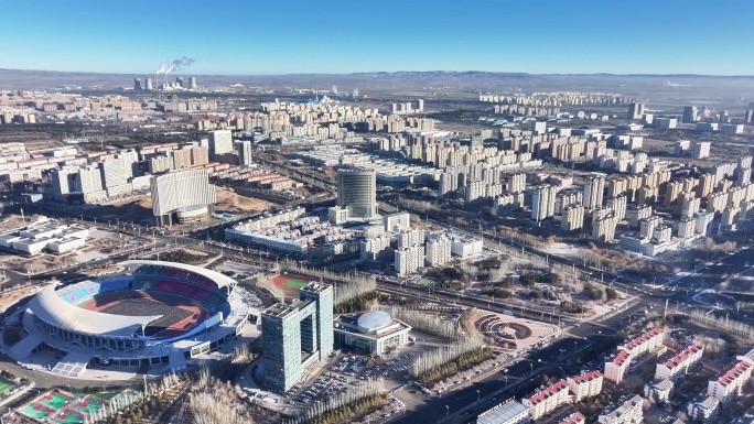 航拍内蒙古乌兰察布市城市建筑