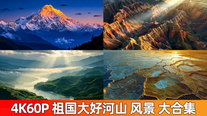 大好河山祖国风景合集山河雪山沙漠梯田长城