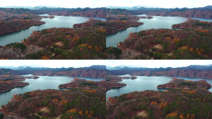 横城郡/江原道附近的秋季湖景