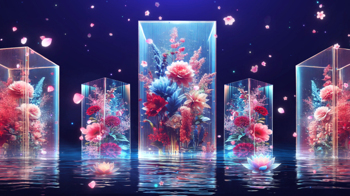 唯美梦幻花朵LED全息投影舞台背景