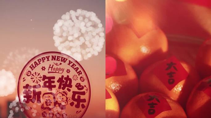 新年过年春节元旦竖版年味新年氛围蛇年烟花