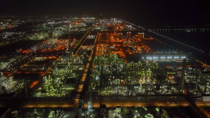 化工区厂房 夜景 航拍 1