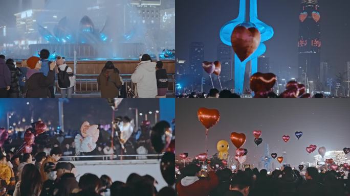 泉城广场2025跨年夜蛇年气球人流4K