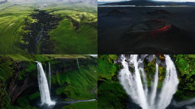 冰岛山川河流地貌火山海岸航拍旅拍