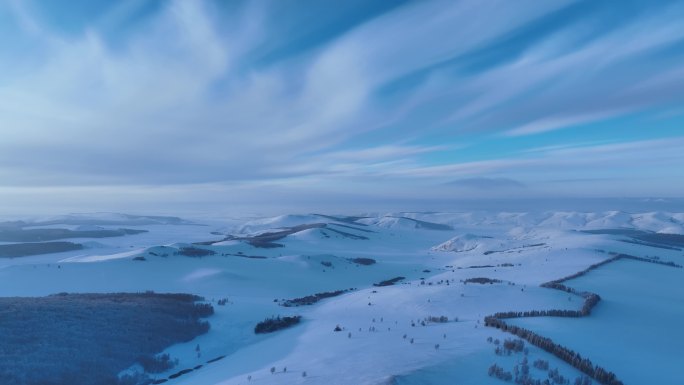 呼伦贝尔低山丘陵极寒雪原冷空气