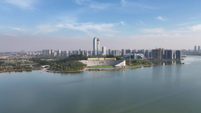 银川CBD 阅海湖公园，览山公园，双子塔