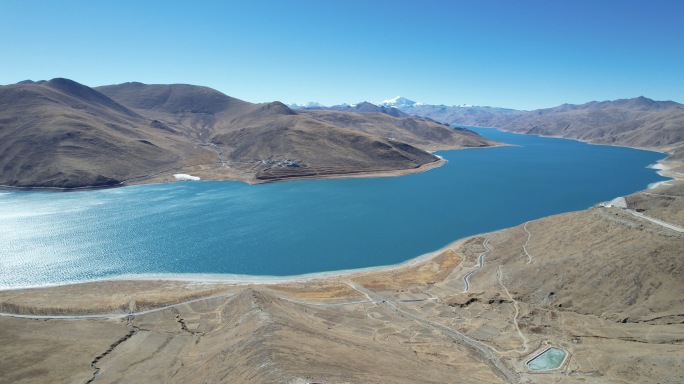 西藏羊卓雍措 羊湖 岗巴拉山口  航拍