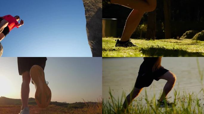 跑步奔跑 脚步跑步溅水脚步溅水奔跑溅水