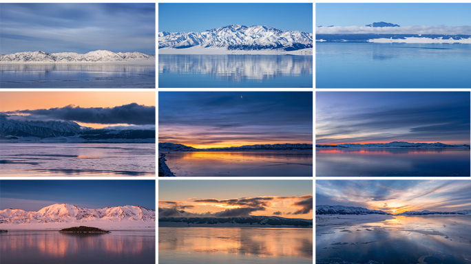 冬季赛里木湖雪山延时