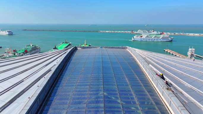 航拍海南海口CDF免税城新海港