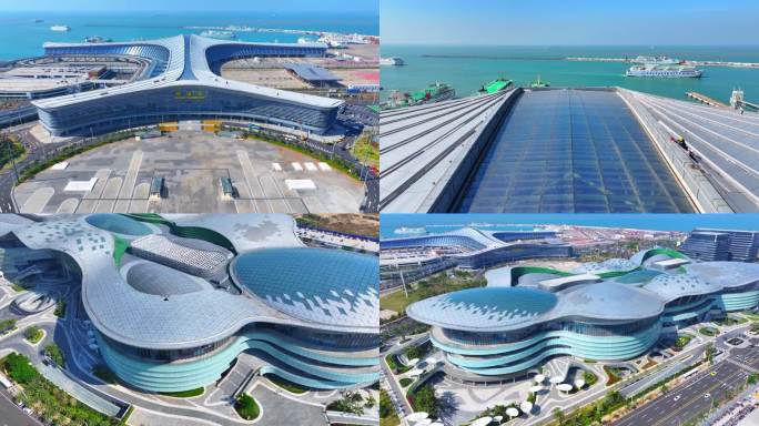 航拍海南海口CDF免税城新海港