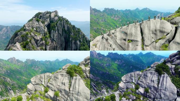 4K航拍黄山风景区天都峰鲫鱼背