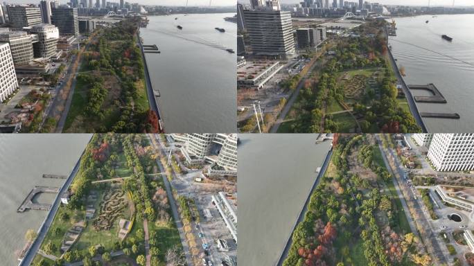 上海浦东新区后滩步道航拍