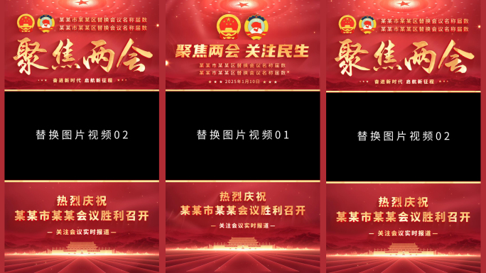 两会政协竖版竖屏视频边框