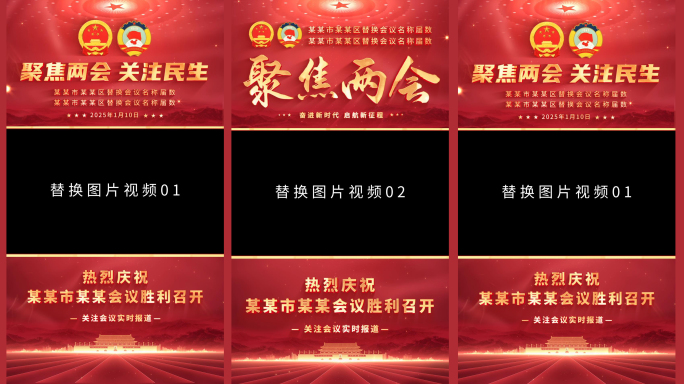 两会政协竖版竖屏视频边框