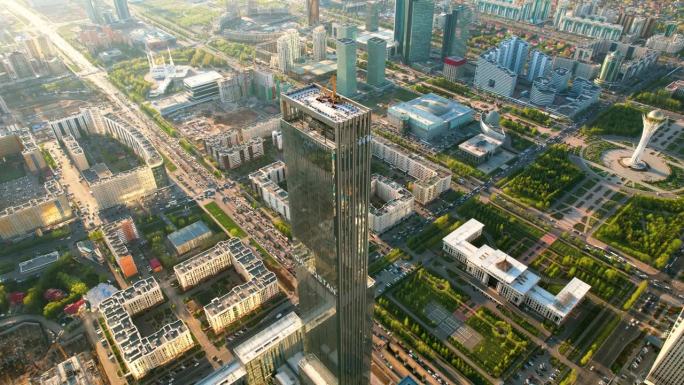 哈萨克斯坦阿斯塔纳市的鸟瞰图