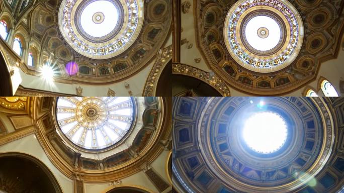 教堂穹顶圣光旋转