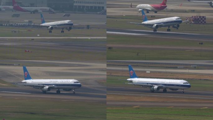 南航A321客机降落深圳 从温州机场起飞