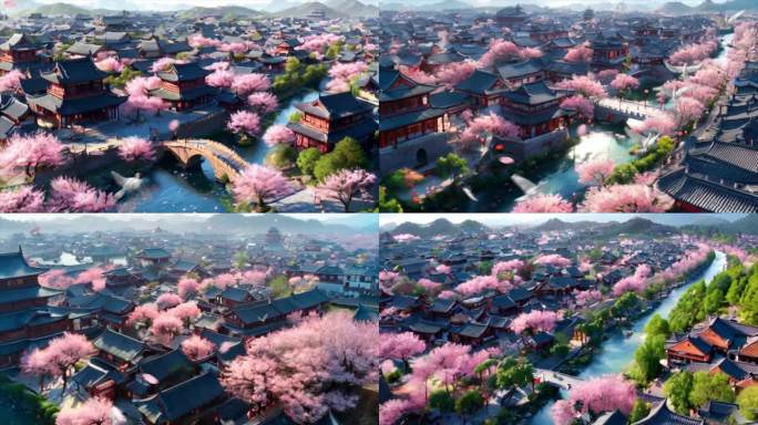 唐风古城 国风素材 宫廷建筑 古城