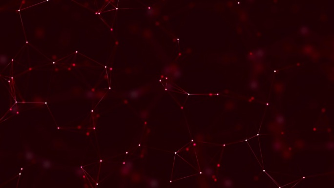 抽象几何背景。连接的线条和点的运动。科学、技术、商业、空间的概念。循环动画。深红色 - 4K库存视频